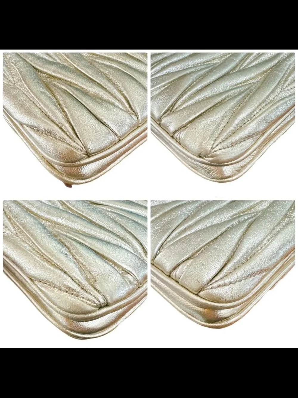 Miu Miu Gold Matelassé Leather Crossbody Bag